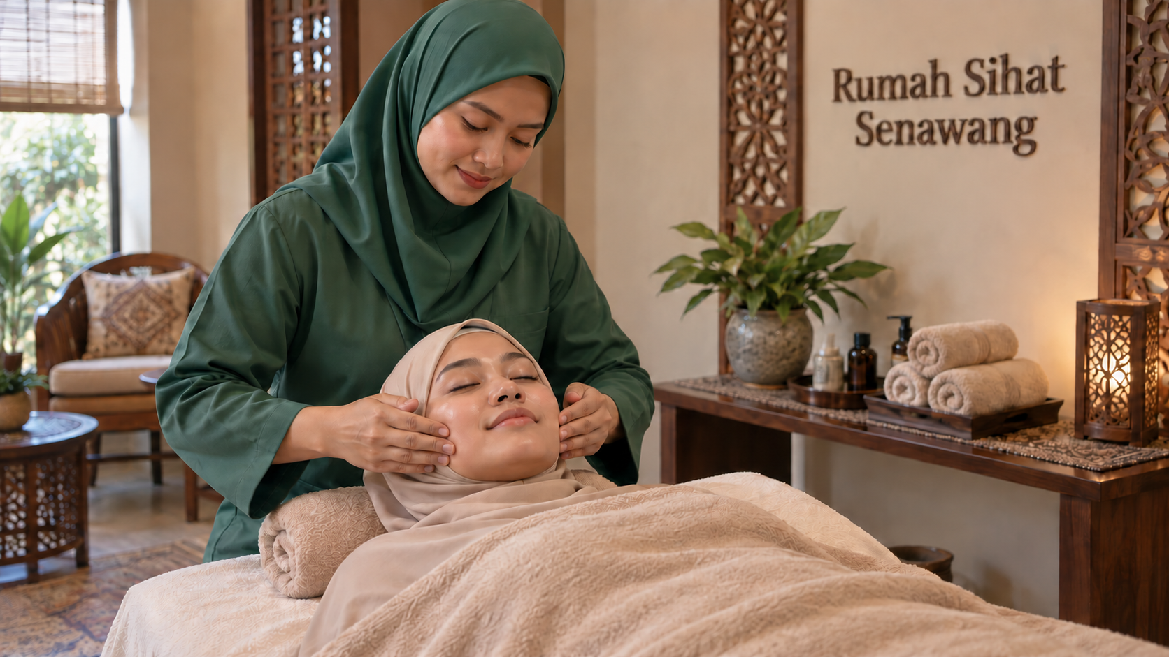 Sesi terapi Sengkak Wajah untuk pelanggan wanita